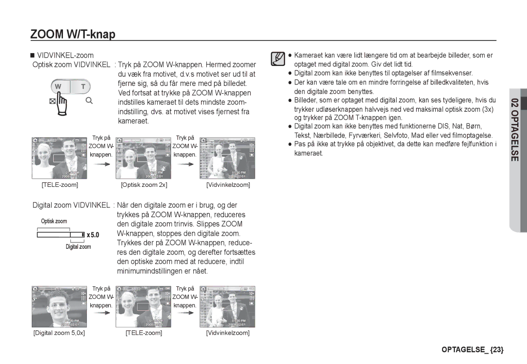 Samsung EC-S1060SBA/E2, EC-S1060BDA/E3, EC-S1060SDA/E3, EC-S1050BDA/DE, EC-S1050SBB/E2 manual VIDVINKEL-zoom, Kameraet 