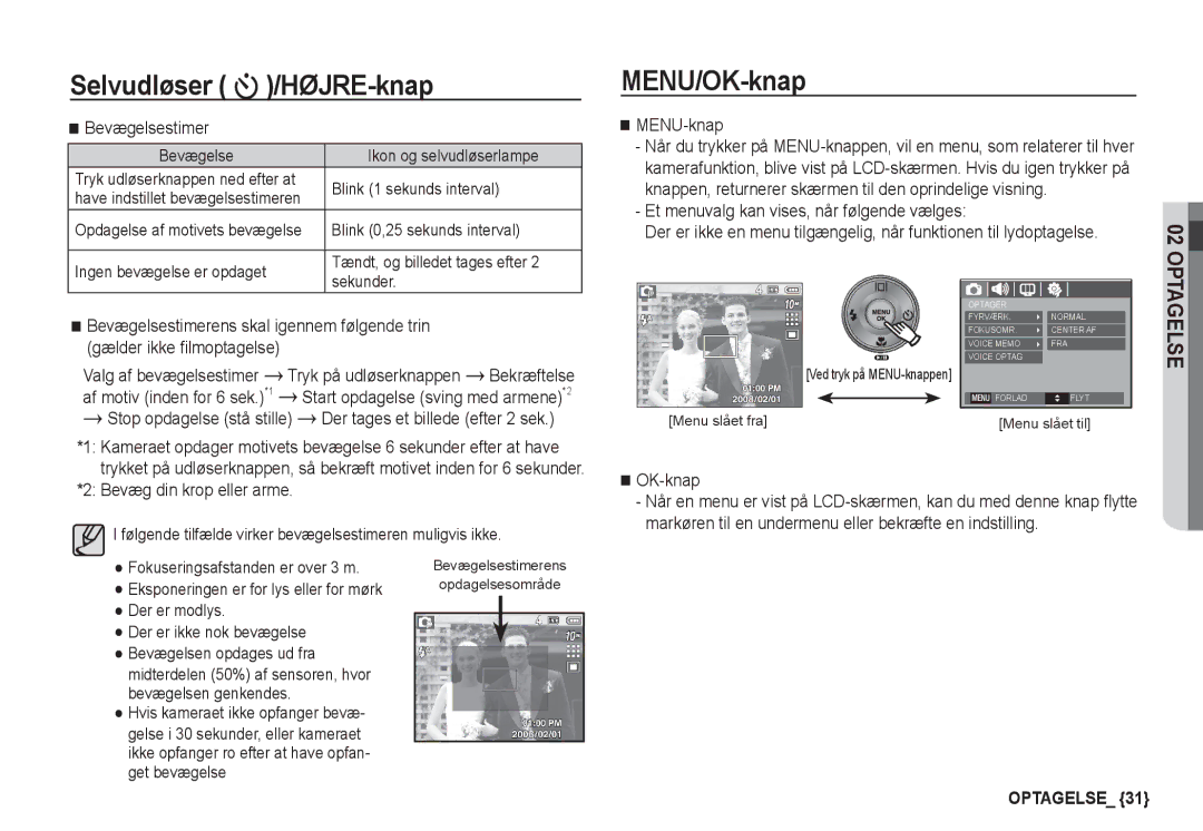 Samsung EC-S1050SBC/E2, EC-S1060BDA/E3, EC-S1060SDA/E3, EC-S1060SBA/E2, EC-S1050BDA/DE, EC-S1050SBB/E2 manual MENU/OK-knap 