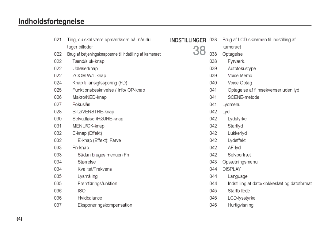 Samsung EC-S1060BBA/E2 manual Ting, du skal være opmærksom på, når du, Brug af LCD-skærmen til indstilling af, Optagelse 