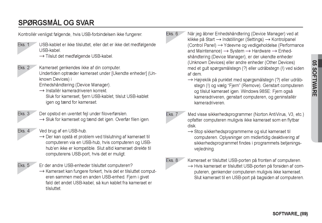 Samsung EC-S1060SBA/E2, EC-S1060BDA/E3, EC-S1060SDA/E3, EC-S1050BDA/DE manual Eks Ved brug af en USB-hub, System, Enhed 