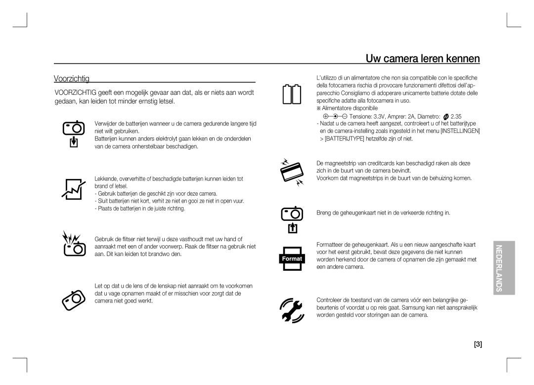 Samsung EC-S1060S01KFR, EC-S1060BDA/E3 manual Alimentatore disponibile, Breng de geheugenkaart niet in de verkeerde richting 