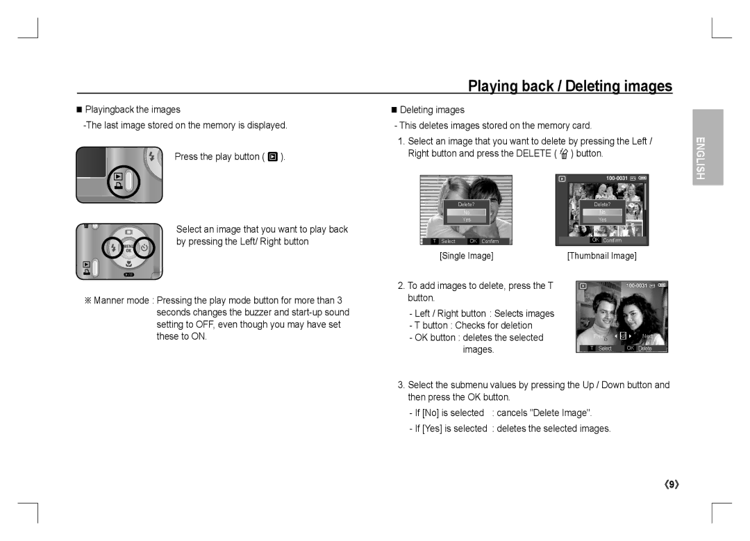 Samsung EC-S1060SBA/IT, EC-S1060BDA/E3, EC-S1060SDA/E3, EC-S1060SBA/E2 manual Playing back / Deleting images, Single Image 