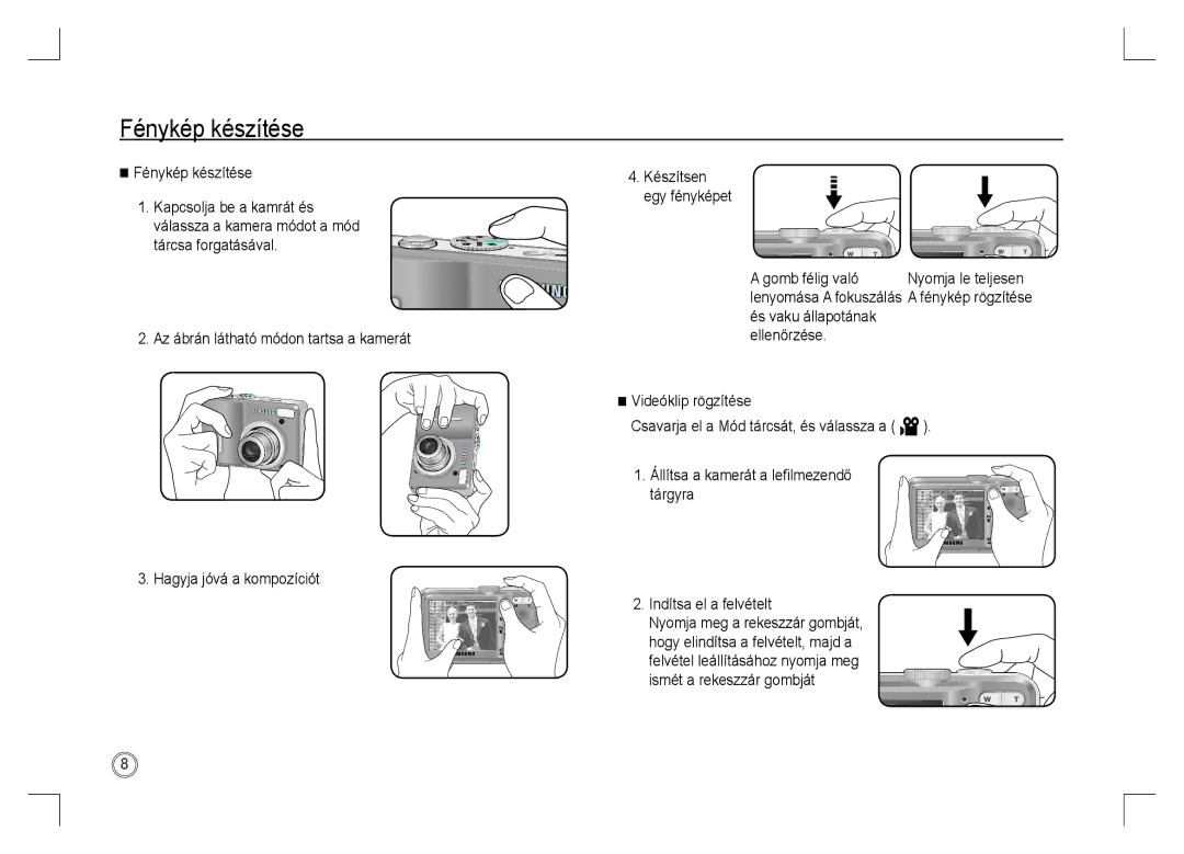 Samsung EC-S1060BBB/E1, EC-S1060BDA/E3 manual Fénykép készítése, Felvétel leállításához nyomja meg ismét a rekeszzár gombját 