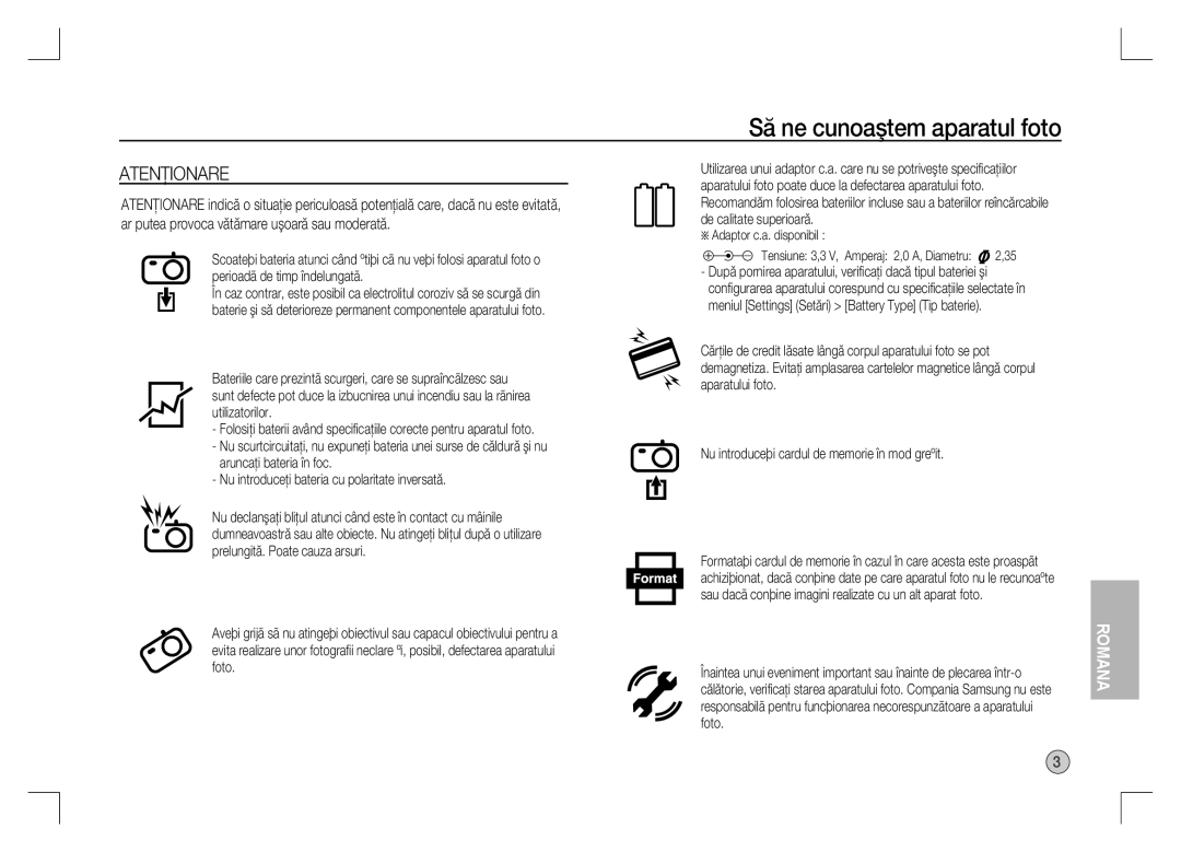 Samsung EC-S1060SBB/RU, EC-S1060BDA/E3, EC-S1060SDA/E3, EC-S1060SBA/E2, EC-S1060S01KFR, EC-S1060BBA/E2 manual Atenţionare 