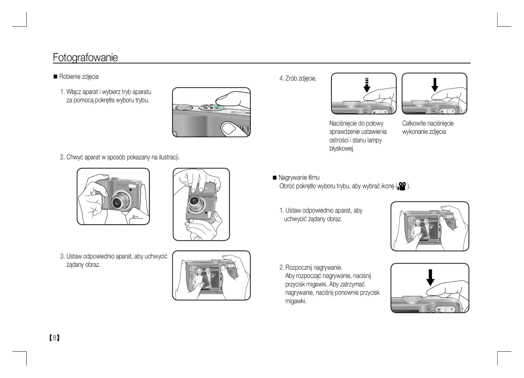 Samsung EC-S1060SBA/VN, EC-S1060BDA/E3, EC-S1060SDA/E3 manual Fotografowanie, Robienie zdjęcia, Rozpocznij nagrywanie 