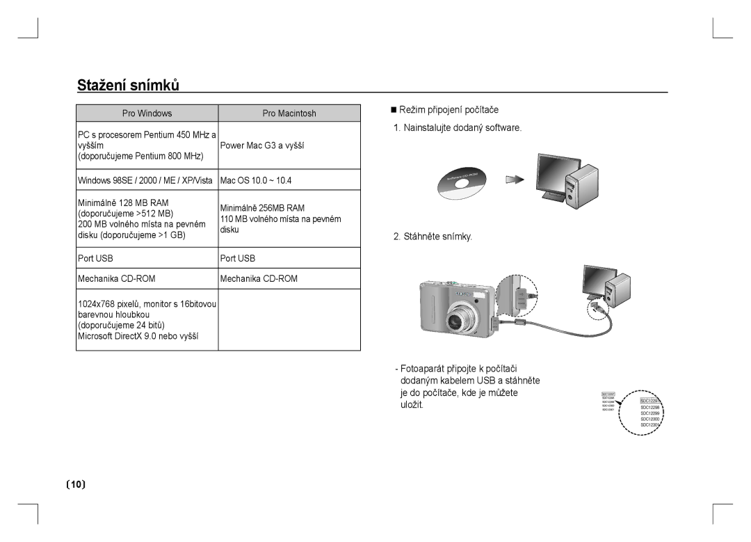 Samsung EC-S1060SBA/IT, EC-S1060BDA/E3, EC-S1060SDA/E3, EC-S1060SBA/E2, EC-S1060S01KFR, EC-S1060BBA/E2 manual Stažení snímků 