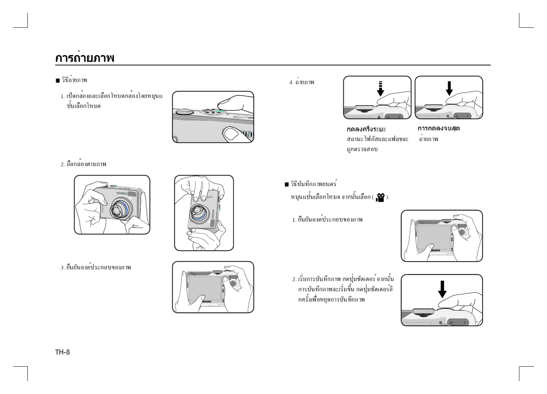 Samsung EC-S1060SBB/RU, EC-S1060BDA/E3, EC-S1060SDA/E3, EC-S1060SBA/E2, EC-S1060S01KFR, EC-S1060BBA/E2 manual การถ่ายภาพ 