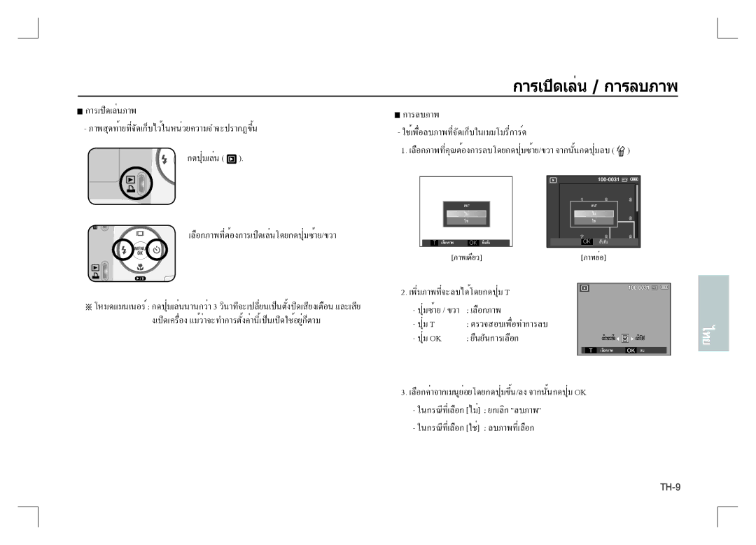 Samsung EC-S1060BBA/LV, EC-S1060BDA/E3, EC-S1060SDA/E3, EC-S1060SBA/E2, EC-S1060S01KFR, EC-S1060BBA/E2 การเปิดเล่น/ การลบภาพ 