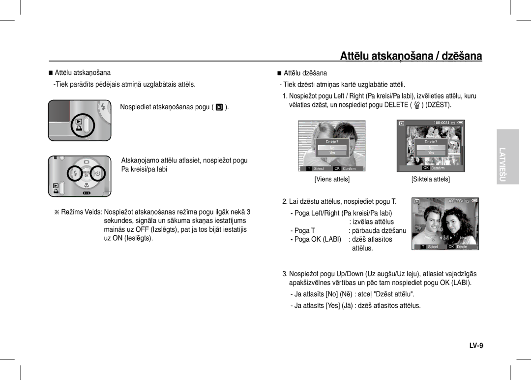 Samsung EC-S1060BDB/AS, EC-S1060BDA/E3 manual Attēlu atskaņošana / dzēšana, Nospiediet atskaņošanas pogu g, Viens attēls 