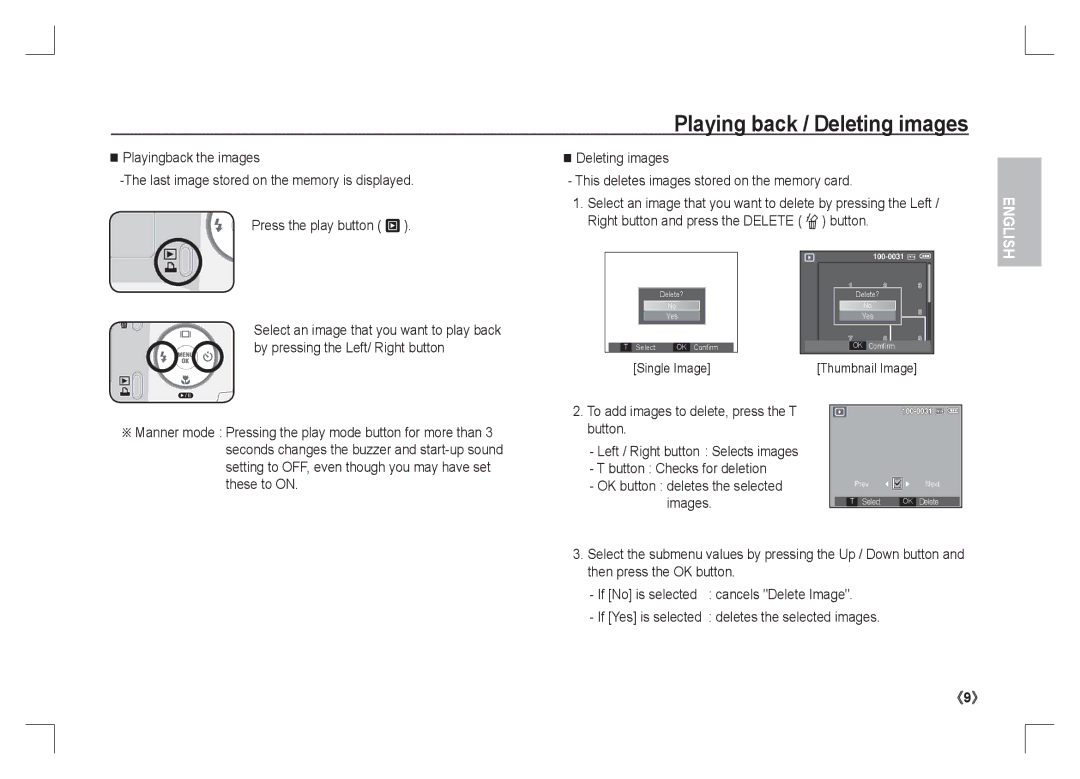 Samsung EC-S1065SBA/FR, EC-S1065PBA/FR manual Playing back / Deleting images, Single Image 