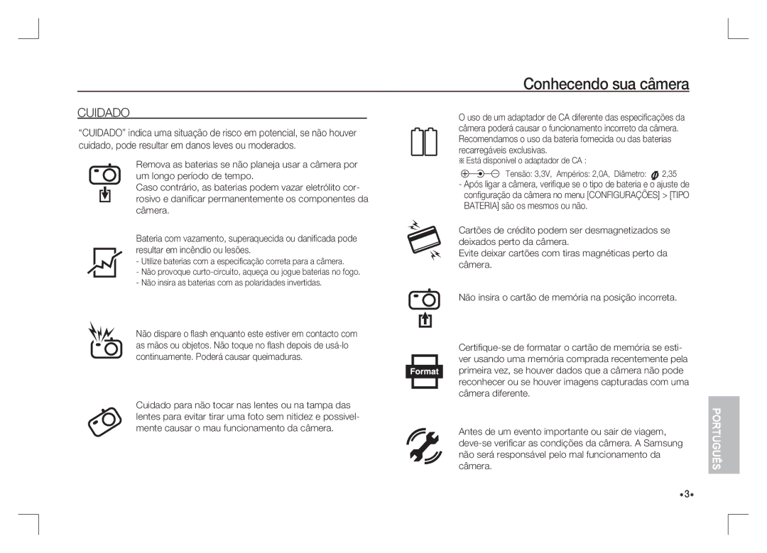 Samsung EC-S1065SBA/FR, EC-S1065PBA/FR manual Cuidado 