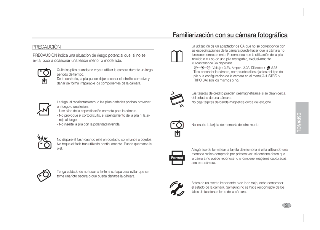 Samsung EC-S1065SBA/FR, EC-S1065PBA/FR manual Precaución 