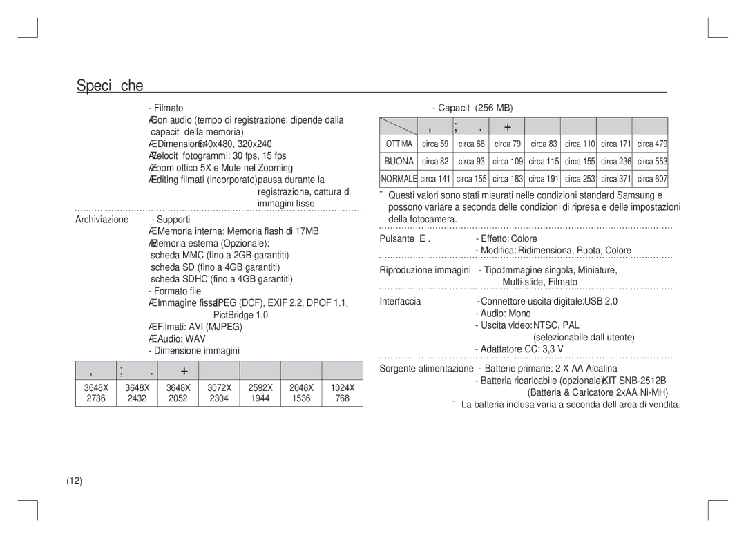 Samsung EC-S1065PBA/FR, EC-S1065SBA/FR manual Speciﬁche 