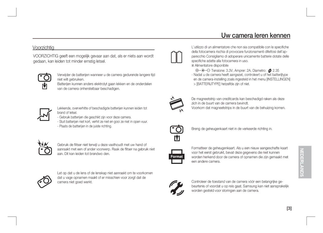 Samsung EC-S1065SBA/FR, EC-S1065PBA/FR manual Alimentatore disponibile, Breng de geheugenkaart niet in de verkeerde richting 