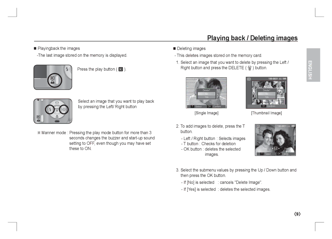 Samsung EC-S1065SBA/FR, EC-S1065PBA/FR manual Playing back / Deleting images, Single Image 