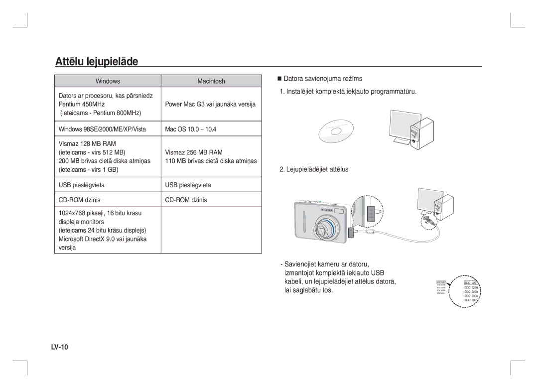 Samsung EC-S1065PBA/FR, EC-S1065SBA/FR manual Attēlu lejupielāde, Windows Macintosh 