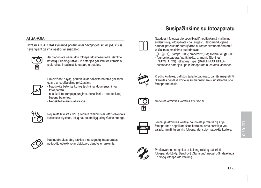 Samsung EC-S1065SBA/FR, EC-S1065PBA/FR manual Atsargiai, Galimas maitinimo suderintuvas 