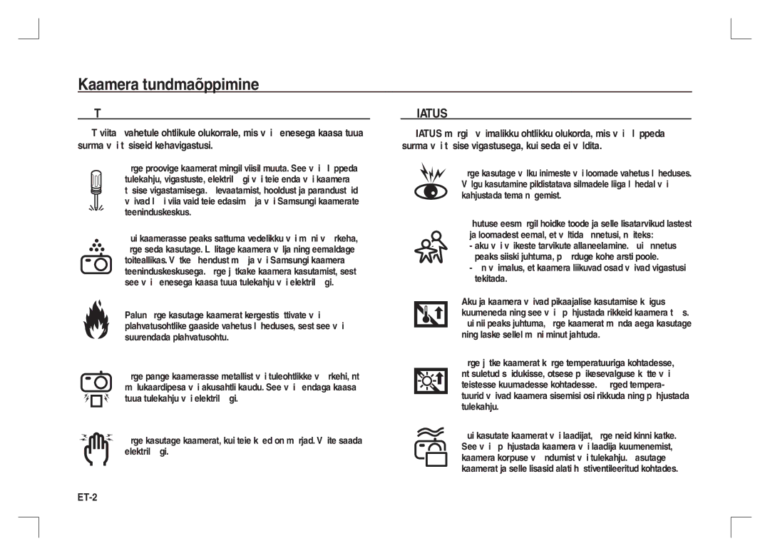 Samsung EC-S1065PBA/FR, EC-S1065SBA/FR manual Oht, Hoiatus 