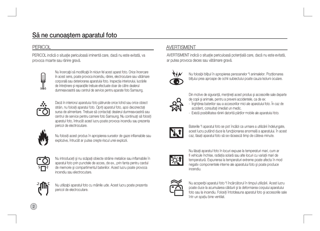 Samsung EC-S1065PBA/FR, EC-S1065SBA/FR manual Pericol, Avertisment 