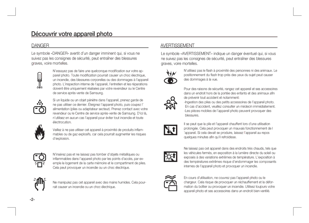 Samsung EC-S1065PBA/FR, EC-S1065SBA/FR manual Avertissement 