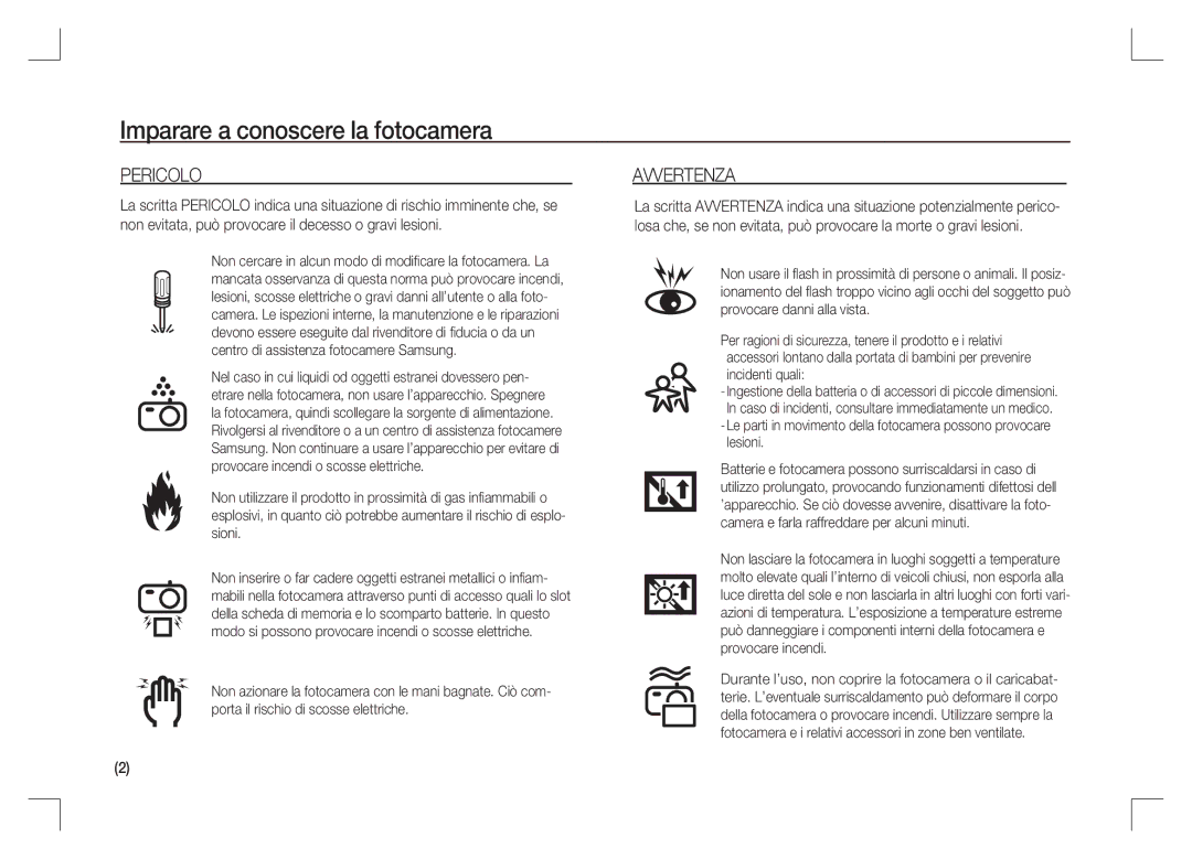 Samsung EC-S1065PBA/FR, EC-S1065SBA/FR manual Pericolo, Avvertenza 