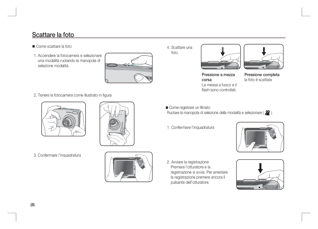 Samsung EC-S1065PBA/FR manual Scattare la foto, Come scattare la foto, Corsa La foto è scattata La messa a fuoco e il 