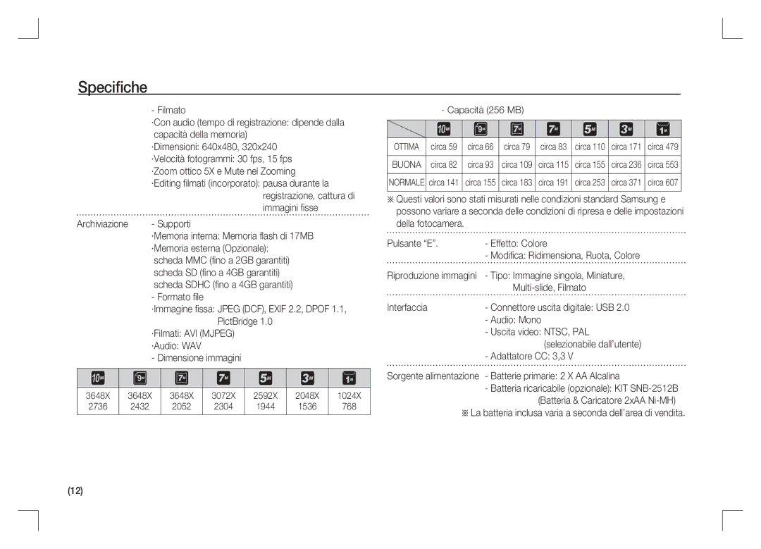 Samsung EC-S1065PBA/FR, EC-S1065SBA/FR manual Speciﬁche 