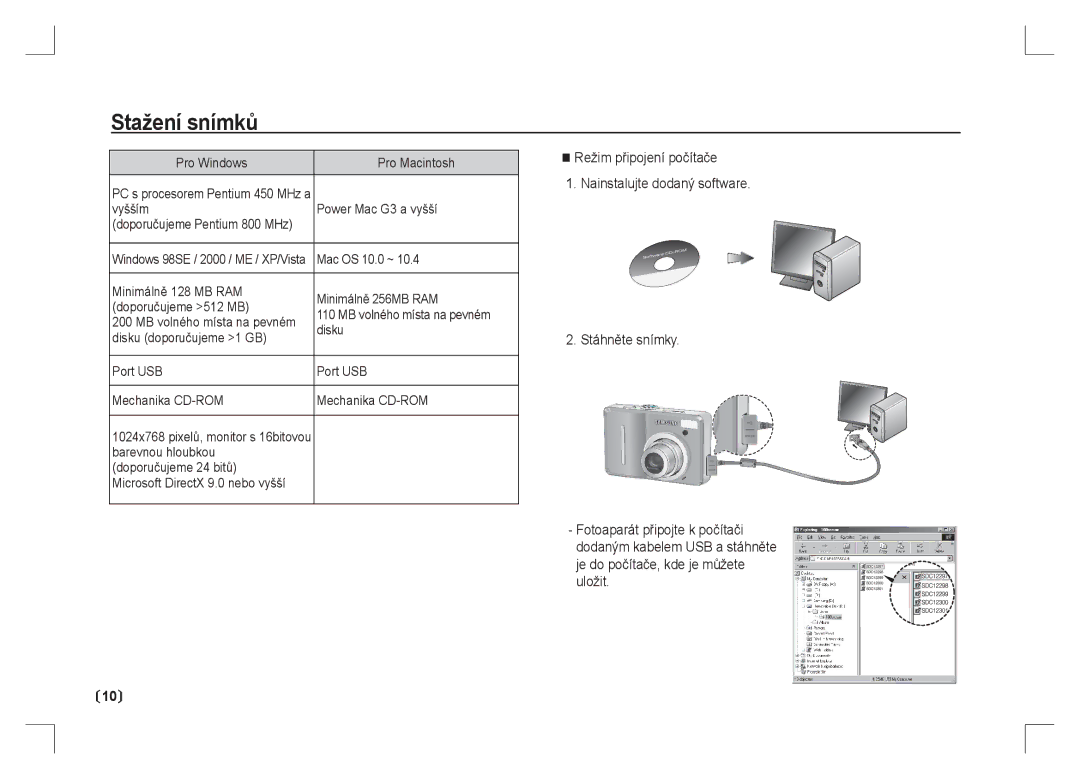 Samsung EC-S1065PBA/FR, EC-S1065SBA/FR manual Stažení snímků 