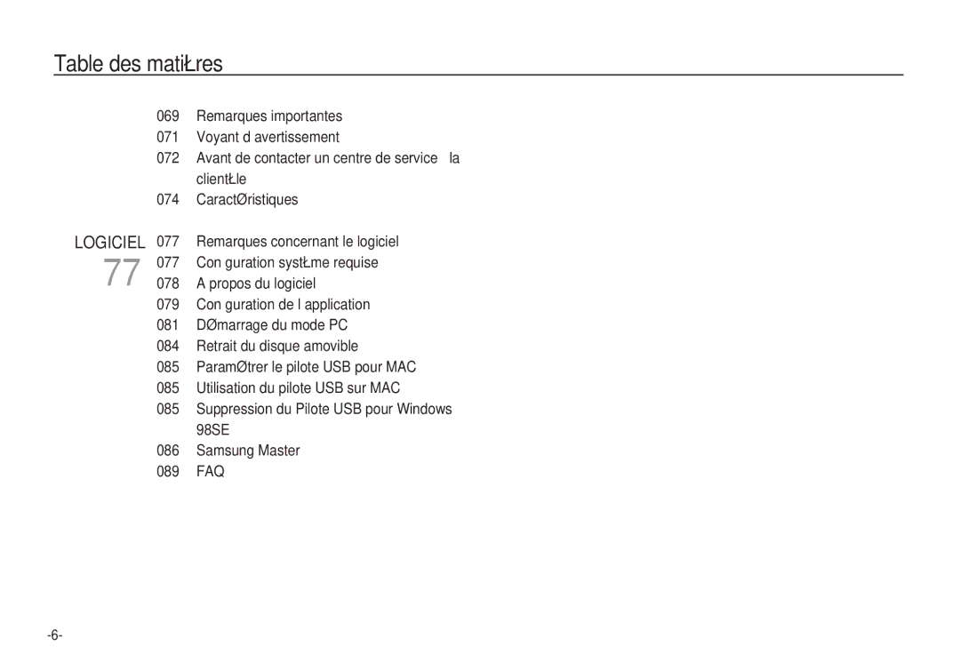 Samsung EC-S1065PBA/FR manual Suppression du Pilote USB pour Windows, Avant de contacter un centre de service à la 