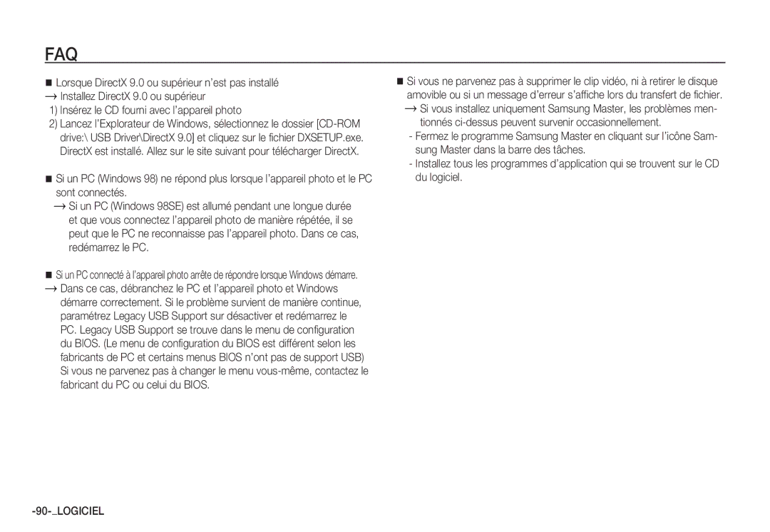 Samsung EC-S1065PBA/FR, EC-S1065SBA/FR manual Faq 