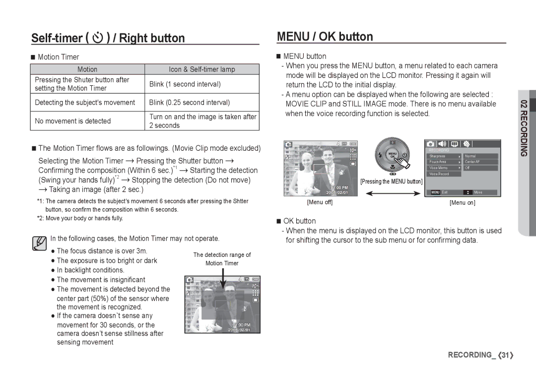 Samsung EC-S1065SBA/FR, EC-S1065PBA/FR manual Menu / OK button 