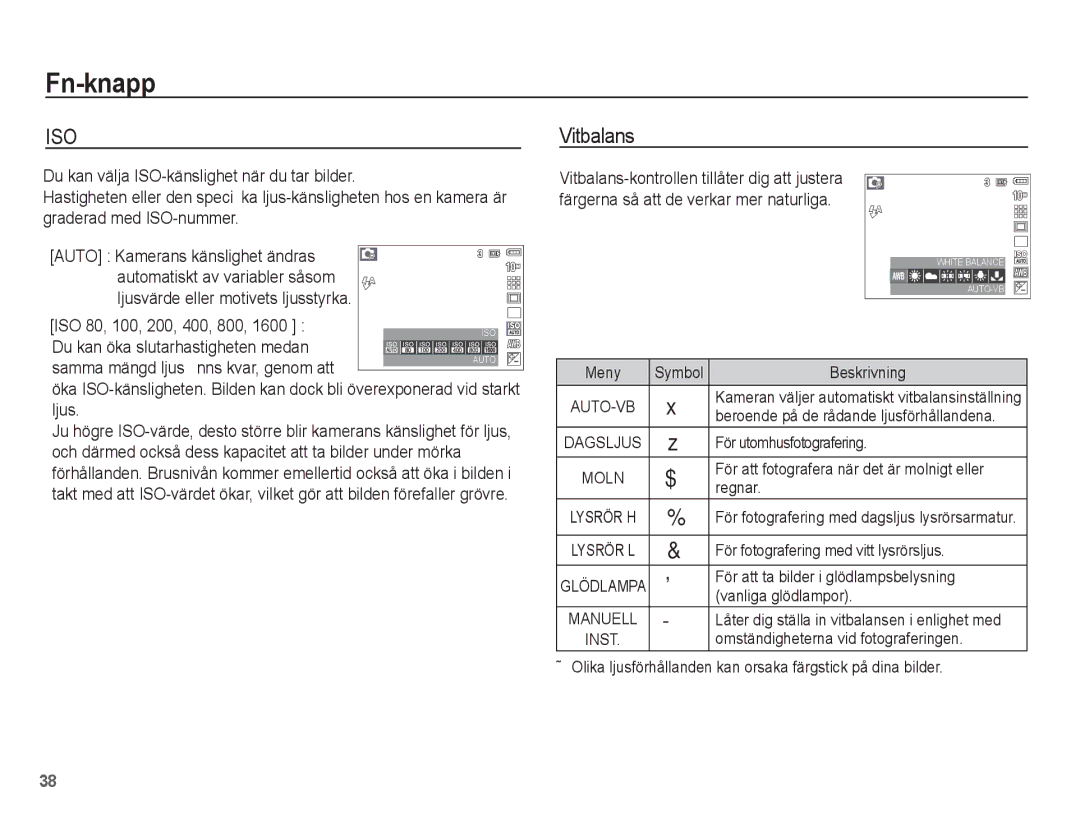 Samsung EC-S1070PBA/E2 manual Vitbalans, Du kan öka slutarhastigheten medan, Samma mängd ljus ﬁnns kvar, genom att 