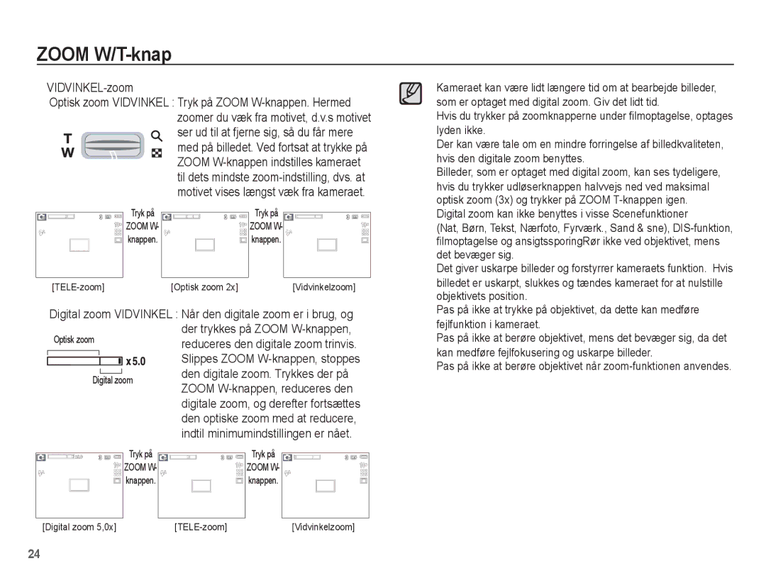 Samsung EC-S1070WBA/E2, EC-S1070BBA/E2, EC-S1070SBA/E2, EC-S1070PBA/E2 manual TELE-zoom Optisk zoom 