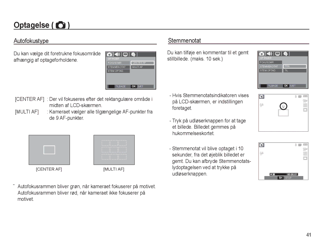 Samsung EC-S1070SBA/E2, EC-S1070BBA/E2, EC-S1070WBA/E2, EC-S1070PBA/E2 manual Stemmenotat, Afhængig af optageforholdene 