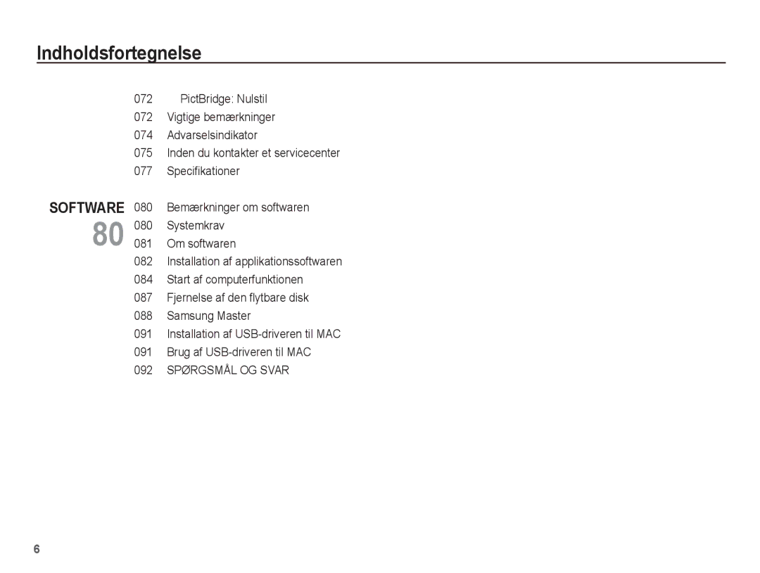 Samsung EC-S1070PBA/E2, EC-S1070BBA/E2, EC-S1070WBA/E2, EC-S1070SBA/E2 manual 092 Spørgsmål OG Svar 