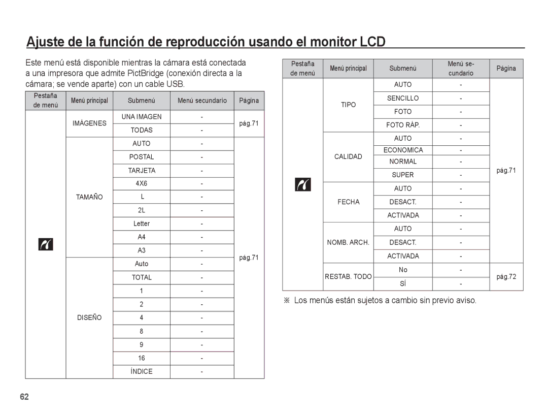 Samsung EC-S1070WBE/ZA, EC-S1070BBA/FR, EC-S1070BBA/E2 manual Ajuste de la función de reproducción usando el monitor LCD 