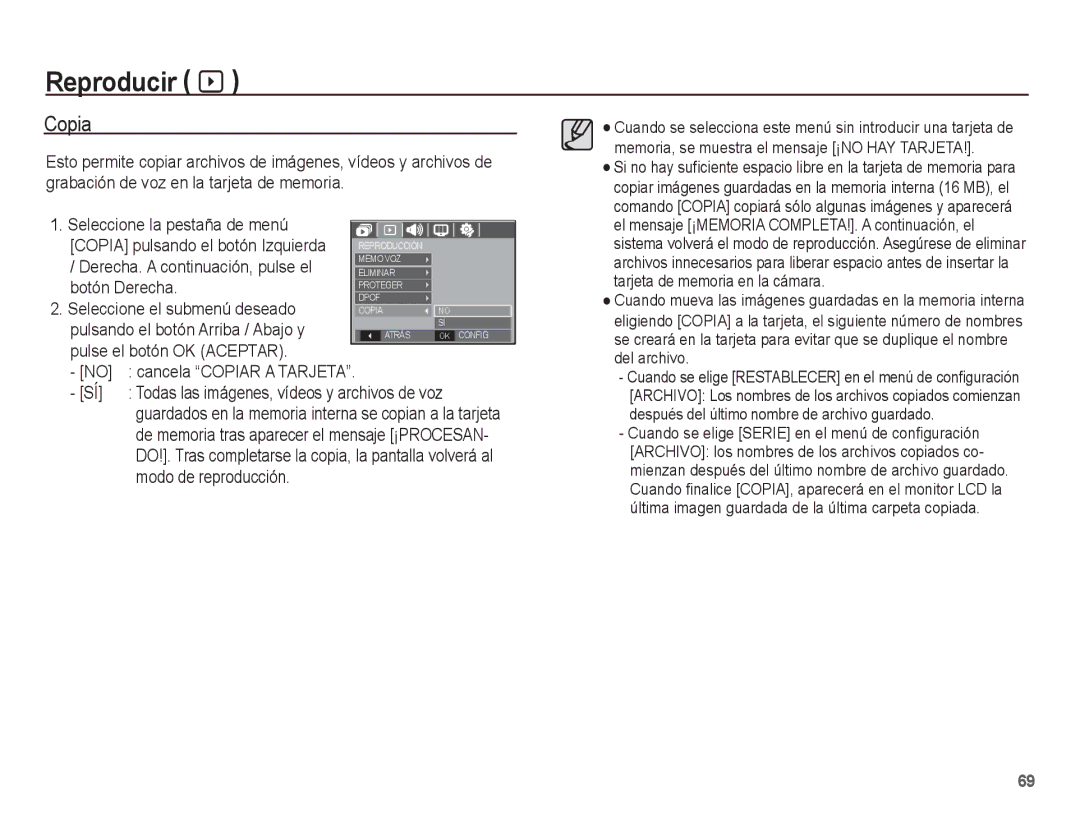 Samsung EC-S1070BBE/ZA, EC-S1070BBA/FR, EC-S1070BBA/E2, EC-S1070PBE/ZA, EC-S1070WBE/ZA, EC-S1070SBE/ZA manual Copia 