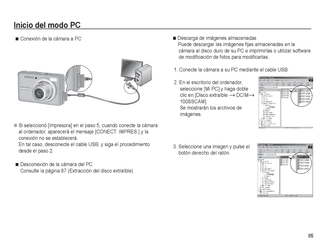 Samsung EC-S1070PBE/ZA, EC-S1070BBA/FR, EC-S1070BBA/E2 manual Seleccione una imagen y pulse el botón derecho del ratón 