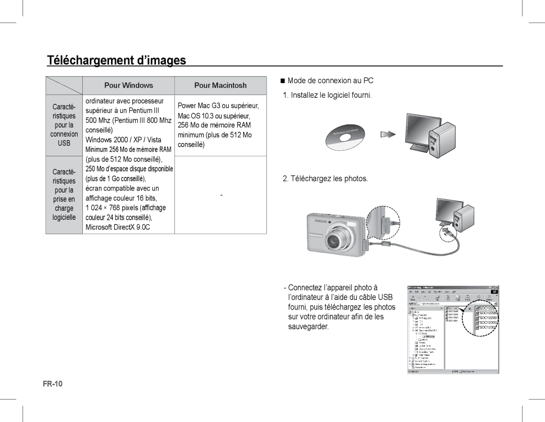 Samsung EC-S1070SBA/E2, EC-S1070BBA/FR, EC-S1070SBA/FR, EC-S1070WBA/FR, EC-S1070PBA/FR, EC-S1070BBA/IT Téléchargement d’images 