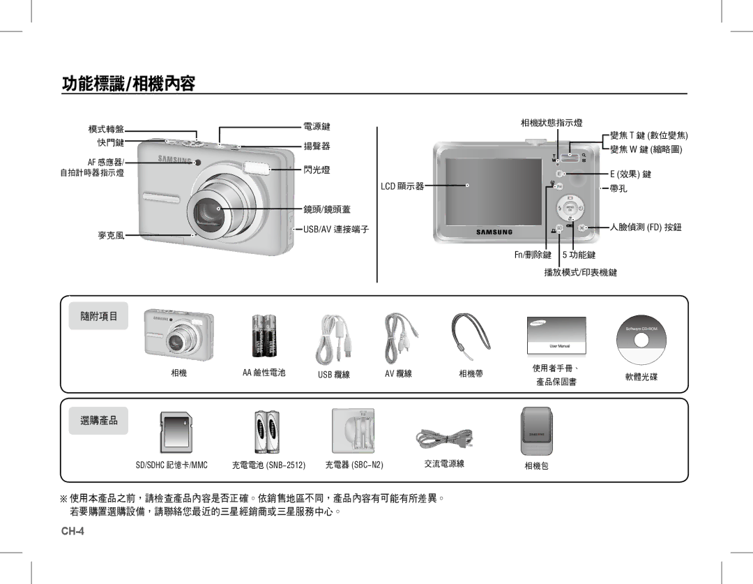 Samsung EC-S1070WDA/AS, EC-S1070BBA/FR, EC-S1070SBA/FR, EC-S1070WBA/FR, EC-S1070PBA/FR, EC-S1070BBA/IT manual 功能標識/相機內容 