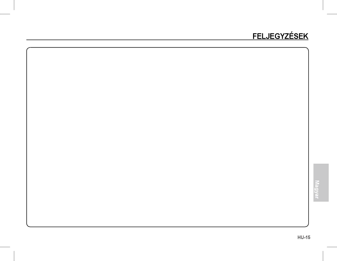 Samsung EC-S1070SDA/E3, EC-S1070BBA/FR, EC-S1070SBA/FR, EC-S1070WBA/FR, EC-S1070PBA/FR, EC-S1070BBA/IT manual Feljegyzések 