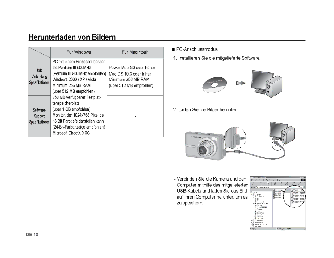 Samsung EC-S1070SBA/E2, EC-S1070BBA/FR, EC-S1070SBA/FR, EC-S1070WBA/FR, EC-S1070PBA/FR manual Herunterladen von Bildern 