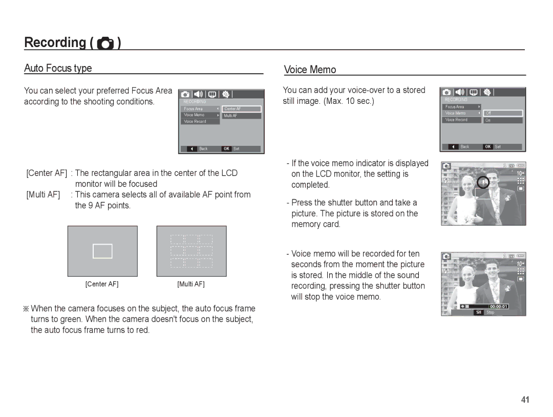 Samsung EC-S1070WBA/IT, EC-S1070BBA/FR manual Auto Focus type, Still image. Max sec, You can add your voice-over to a stored 