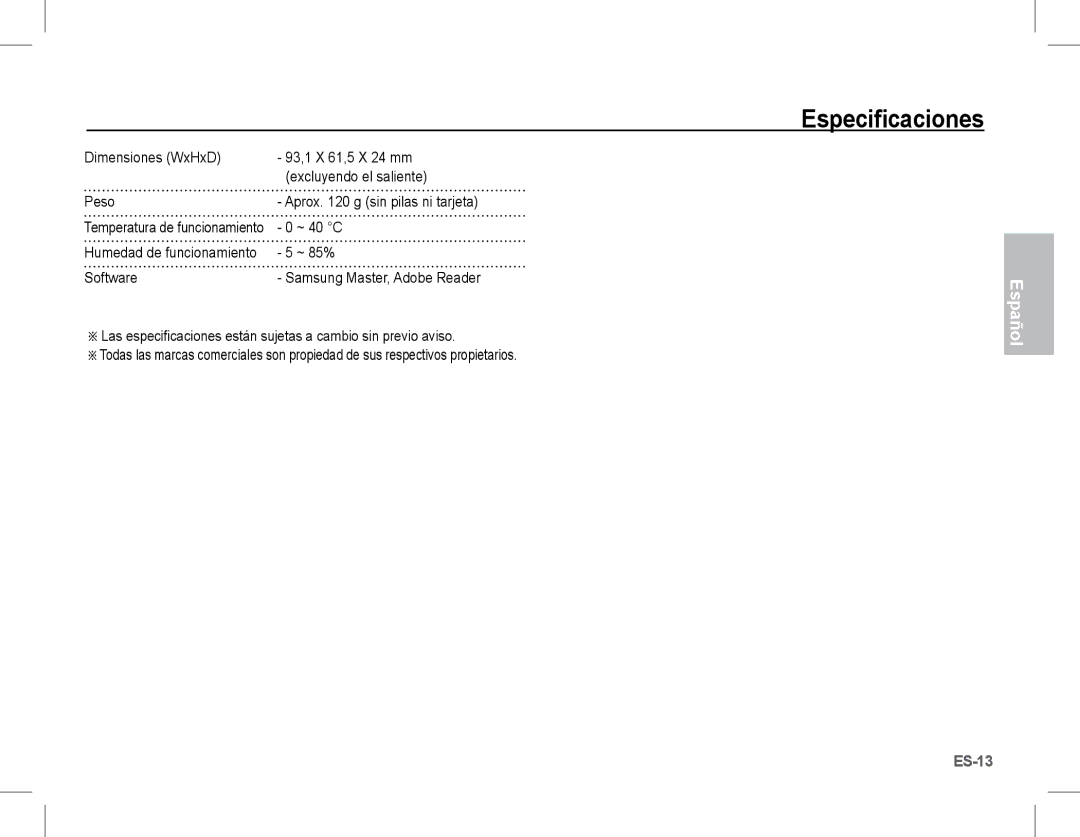 Samsung EC-S1070WBA/RU, EC-S1070BBA/FR, EC-S1070SBA/FR, EC-S1070WBA/FR, EC-S1070PBA/FR, EC-S1070BBA/IT ~ 40 C, ~ 85%, Software 