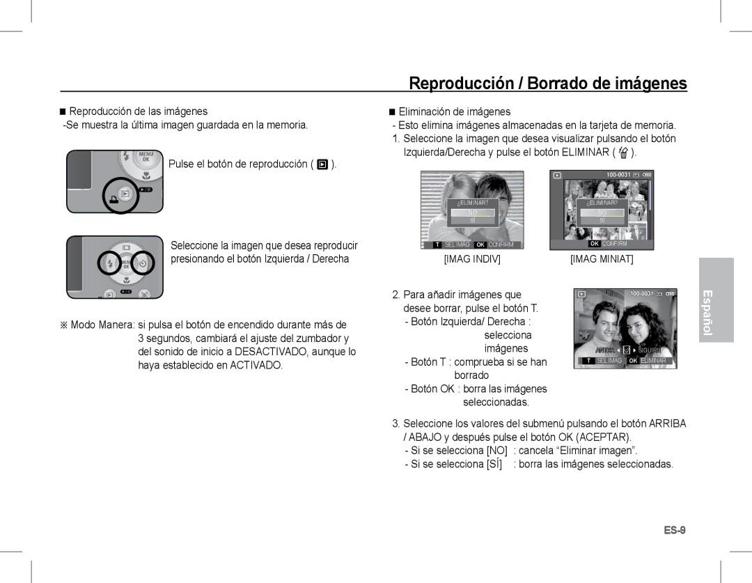 Samsung EC-S1070SDA/E3 Reproducción / Borrado de imágenes, Eliminación de imágenes, Botón T comprueba si se han borrado 