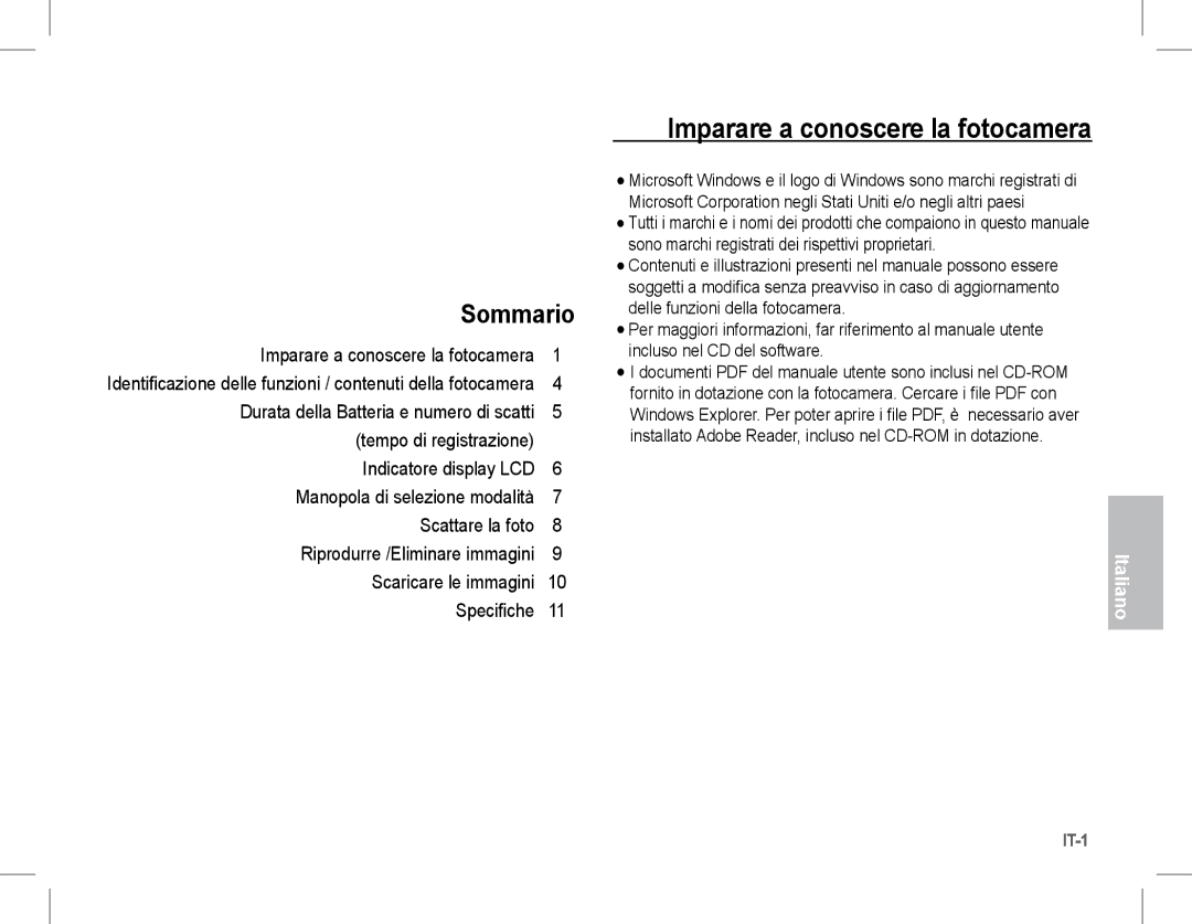 Samsung EC-S1070SBA/RU Imparare a conoscere la fotocamera, Identificazione delle funzioni / contenuti della fotocamera 