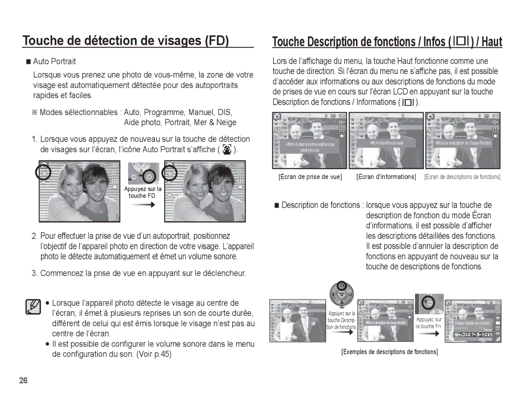 Samsung EC-S1070PBA/FR, EC-S1070BBA/FR, EC-S1070SBA/FR manual Lorsque vous appuyez de nouveau sur la touche de détection 