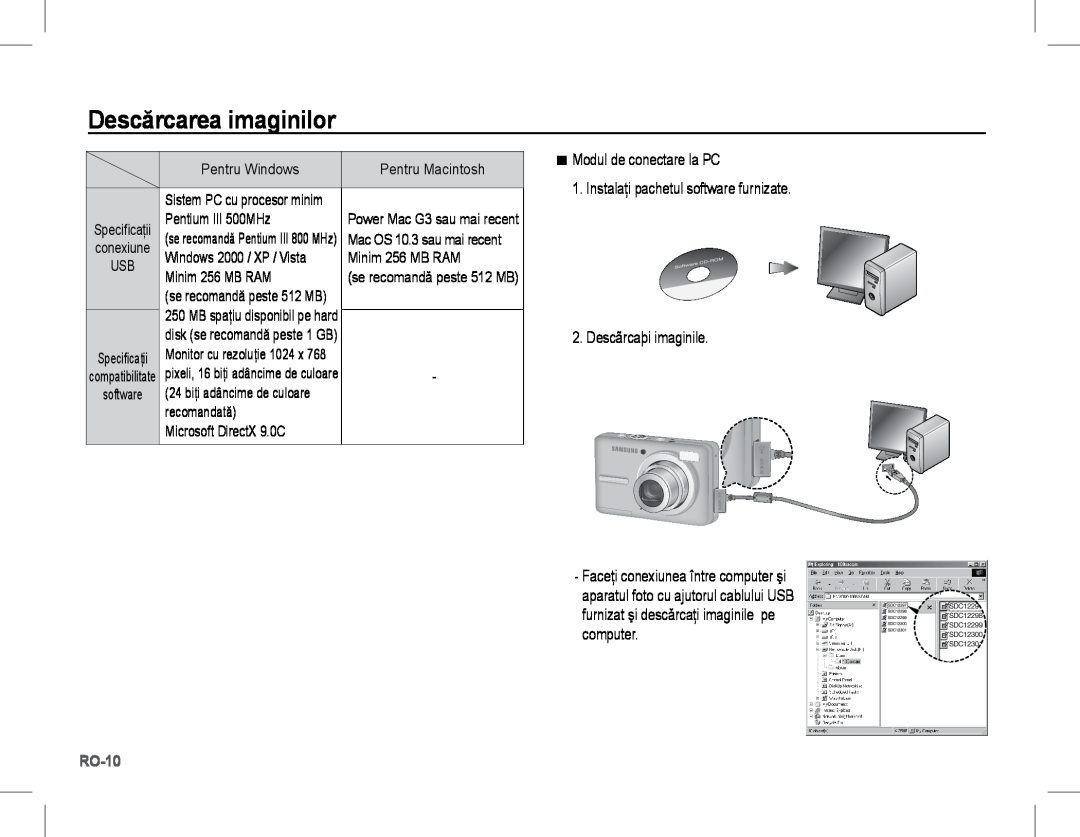 Samsung EC-S1070PDA/E3, EC-S1070BBA/FR, EC-S1070SBA/FR, EC-S1070WBA/FR, EC-S1070PBA/FR manual Descărcarea imaginilor, RO-10 