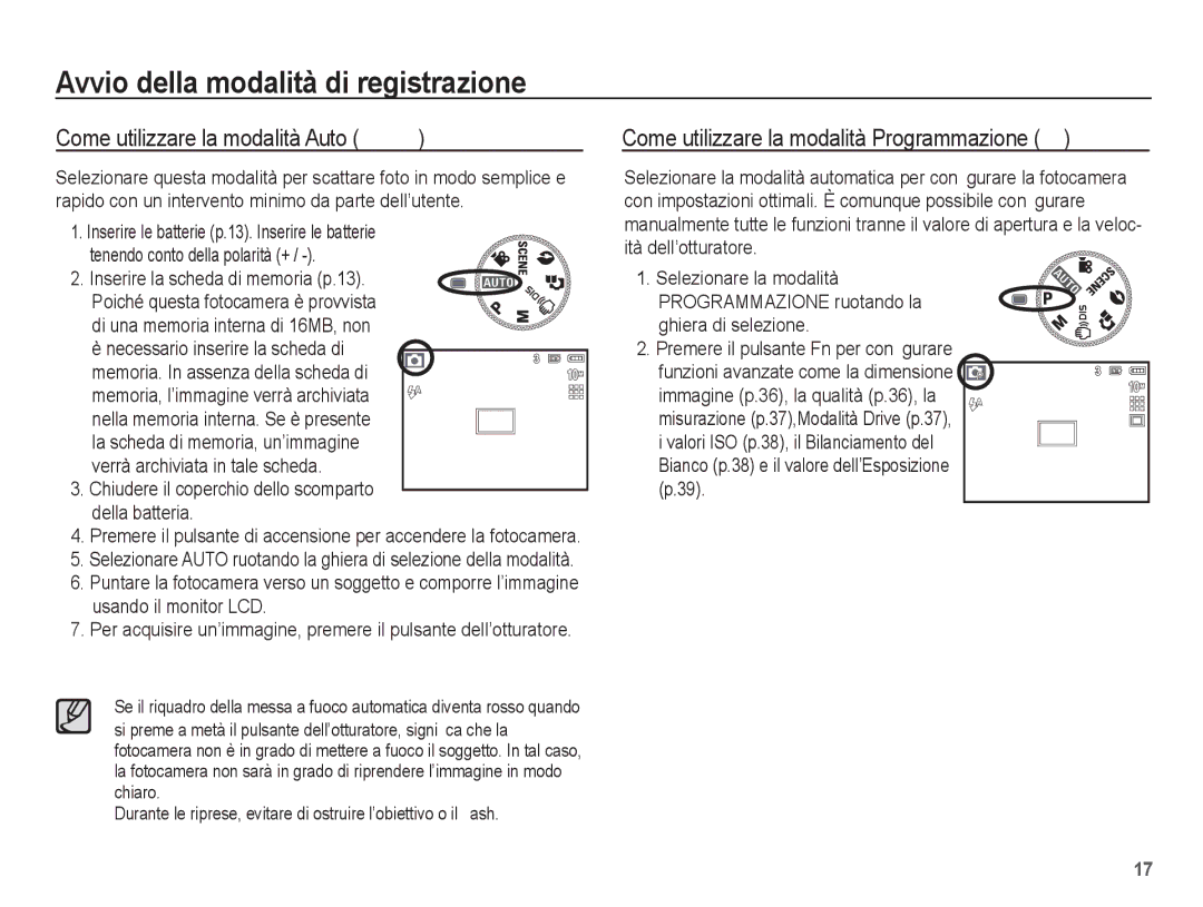 Samsung EC-S1070PBA/IT, EC-S1070BBA/IT manual Avvio della modalità di registrazione, Come utilizzare la modalità Auto μ 