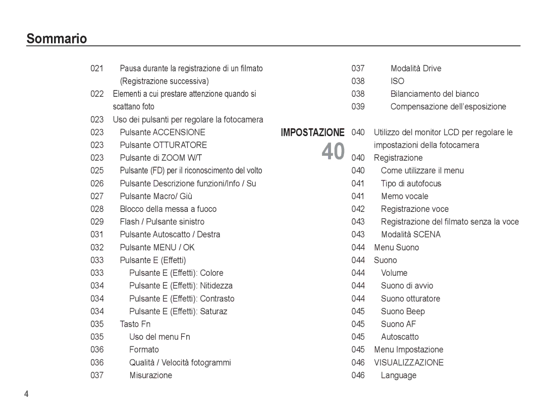 Samsung EC-S1070SBA/IT, EC-S1070BBA/IT, EC-S1070PBA/IT, EC-S1070WBA/IT manual Iso, Visualizzazione 